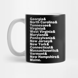 Appalachian Trail Georgia to Maine Sate List (White Font) Mug